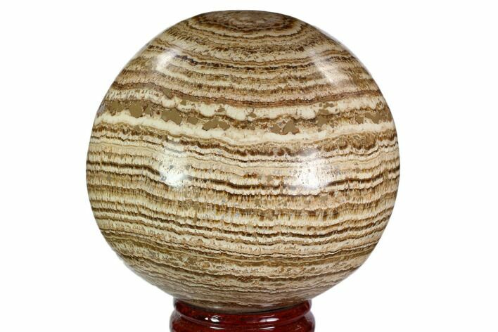 Polished, Banded Aragonite Sphere - Morocco #105618